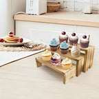 Yikaroeli 2 Set Small Display Riser Wood Risers Wooden Cupcake Display Stand,9.4"-7.8" Graduated Sizes,3Tiered 6Pcs Display Racks Dessert Food Stands