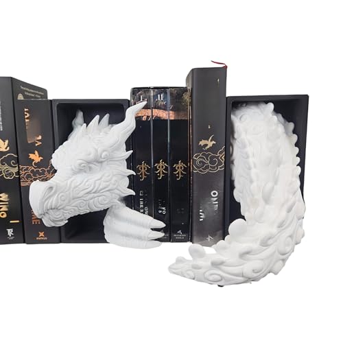 Dragons Awakening Book End – Fantasy Book Nook Insert for Dragon Readers – Unique Home Decor for Bookshelves & Libraries (Head and Tail - Cloud Dragon) - color: Head and Tail - Cloud Dragon