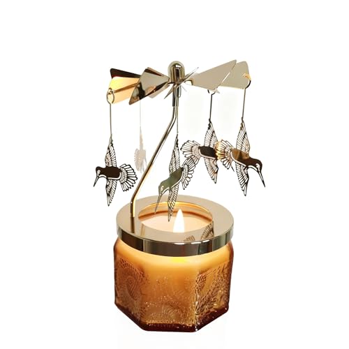 kingnero Lavender Scented Candle Carousel Rotary Candle Holder Spinning Tea Light Holder Birthday Gifts for Women, Mom, Wife, Girlfriend, Sister, Female Friends, (Golden Hummingbird) - color: Hummingbird