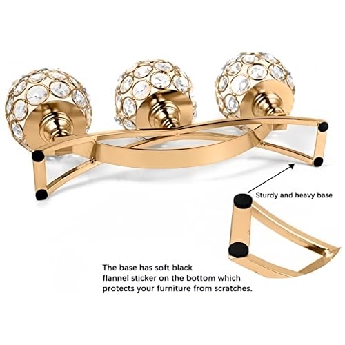 VINCIGANT Gold Candle Holders for Table Centerpiece, 3 Arms Metal Candelabra Candlestick Holders for Home Decor, Wedding, Dinning, Party, Anniversary,Christmas Halloween Decorations - size: 1 Piece 5.5" tall