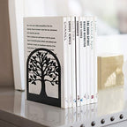 Happyhapi Book Ends, Metal Book Ends to Hold Books, Tree Decorative Bookends for Shelves, Black Book Stopper Bookend for Heavy Books, Book Holder for Shelf Home Office, 6.8 x 4.7 x 3.5(3 Pair/6 Pcs)