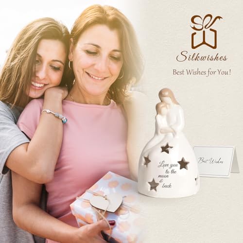 Gifts for Mom from Daughter - Mother and Daughter Figurine - Mom and Daughter Statue - Mother Daughter Gift - Candleholder Statue with Flickering LED - color: Sy0054