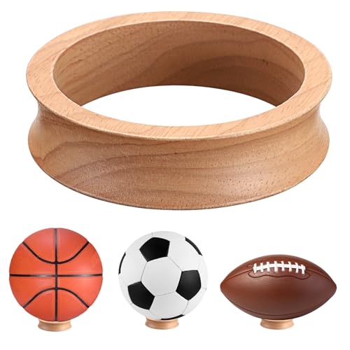 JUXYES Wooden Sphere Holder Display Stand, 3 Pack Large Wood Sport Ball Stand, Simple Round Display Easel Stands for Soccer Ball, Footballs, Baseball, Tolleyball, Basketball, Rugby, 2.8" - color: Wood, size: 2.8" - 3 PCS