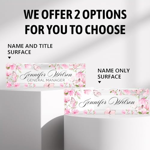 Desk Name Plate Personalized, Personalized Name Plate for Desk, Custom Office Desk Decor The Office Gifts for Women Men, Acrylic Desk Accessories Employee Appreciation Gifts for Boss, Manager, Teacher - color: Butterfly 1