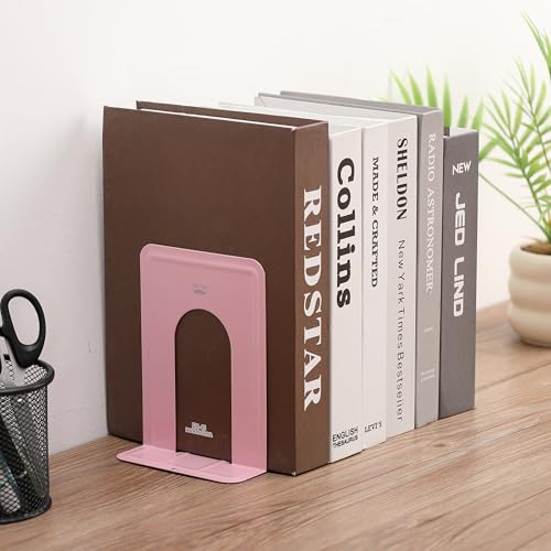 Mr. Pen- Book Ends, 4 Pack, Light Pink, Heavy Duty Metal Bookends for Shelves, Book Holders for Shelves, Metal Bookends - color: Light Pink, size: 4 Pack