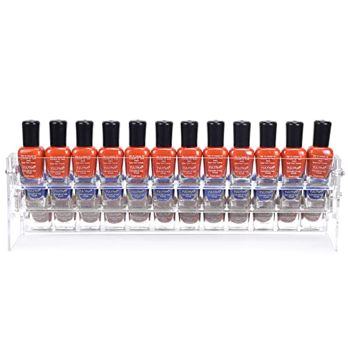 BTremary 3 Packs Clear Nail Polish Organizer Holder Shelf Rack, Acrylic Display Stand For Sunglasses Paint Essential Oils, Makeup Holder, Nail Poliahes Storage to 36 Bottles (Fit 1-2oz Bottles) - size: 3 Tiers Tabletop Rack