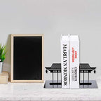 HEALLILY 1 Pair Chinese Bookends Ancient Asian Style Building Pattern Bookends Desktop Decorative Bookshelf Stationery Supplies for Children Adults