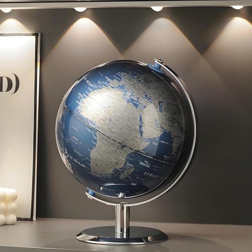 TTKTK World Globe with Stainless steel Stand, 8inch Earth Modern Desktop Globe For Educational Home Office Desk Bookshelf Decor, Cool Tech Gift for Business Men Father Boys Adults & Kids