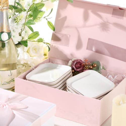 Shappy 12 Pcs Ceramic Jewelry Tray 4.5 in Ring Dish Bulk Decorative Trinket Dish for Bridal Christmas Birthdays Gifts - style: Square