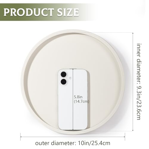 Silicone Bathroom Tray Round Vanity Tray Decorative Soap Holder Kitchen Countertop Organizer Coffee Table Decor for Candle, Perfume, Plant, 10 Inch, Beige - color: Beige, size: 10"