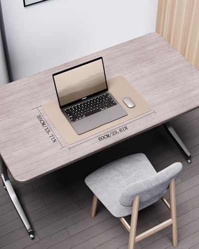 YSAGi Double-Sided Desk Pad, 23.6"x13.7" Leather Desk Mat, Eco Cork Desk Pad Protector, Large Mouse Pad for Desk, Waterproof Desk Blotter Pad, Desk Writing Pad for Office Work/Home(Beige/Cork) - color: Beige/Cork, size: 23.6"x13.7"