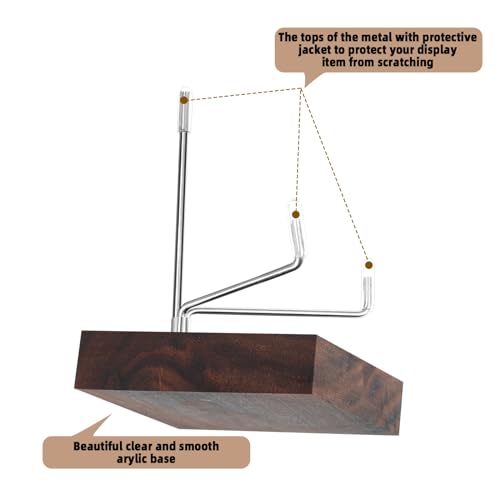 Wenqik 4 Pcs Crystal Display Stand Adjustable Metal Arms Small Rock Display Stand with Wooden Base Geodes Rock Agate Mineral Easel Holder for Collectibles(1.97 x 1.97 x 3.15 Inch) - size: 1.97 x 1.97 x 3.15 Inch