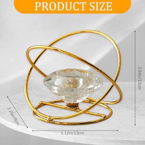 Modern Geometric Candle Holder – Metal & Crystal Design for Taper and Tealight Candles – Tabletop Home Decor (Candle Not Included) (Gold) - color: Gold