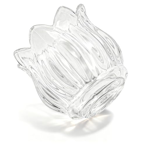 Elsjoy Set of 12 Tulip Glass Votive Candle Holders, Decorative Tea Light Candle Holders, Clear Glass Flower Tealight Candle Holder for Table Centerpieces, Wedding Decor