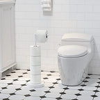 MARMOLUX ACC Free Standing Toilet Paper Holder Stand with Storage for 4 Rolls of Toilet Tissue for Bathroom, Stainless Steel Luxury Modern White Finished 1pc - color: White