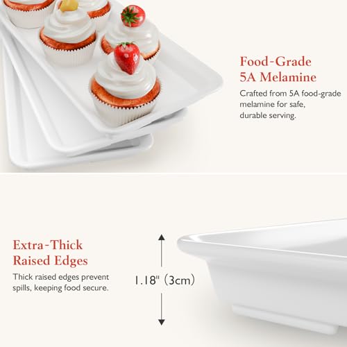 3-Tier Melamine Serving Tray Set, 11.5" x 5.6" Platters for Serving Food, Black Reusable Trays with Black Metal Display Stand for Cupcakes, Sevring Food, Dessert, Fruit, Cookie, Gold - color: Gold, size: 11.8" x 5.7"