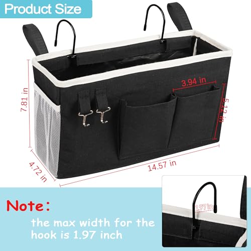 Loghot Bedside Caddy/Bedside Storage Bag Hanging Organizer for Bunk and Hospital Beds,Dorm Rooms Bed Rails,Can be Placed Glasses,Books,Mobile Phones,Keys (Black) - color: 1pc Black