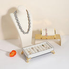 GemeShou velvet slots Ring holder for jewelry organizer, Earring ring display stand for selling, felt ring jewelry holder tray showcase【Velvet slots Ring Holder-White】 - color: White
