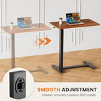 Sweetcrispy Overbed Bedside Table with Wheels, Adjustable Hospital & Home Use Bed Table, Rolling Laptop Table, Mobile Standing Desk, Rust - color: Rust