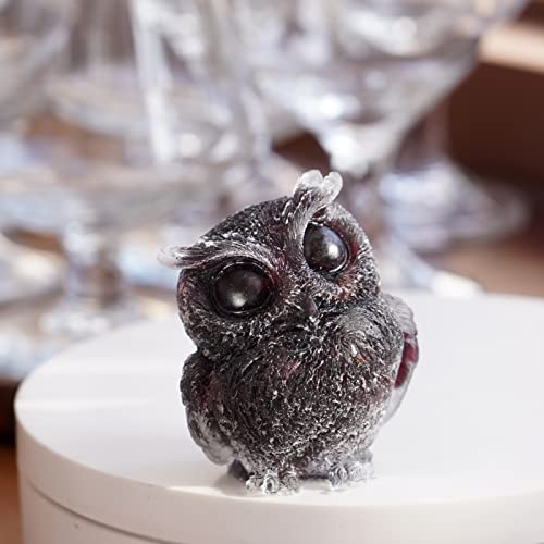 OwMell Owl Statue Tumbled Stone Gemstone Owl Figurine Home Decor Shelf Decor 2.5" - Garnet - color: Garnet
