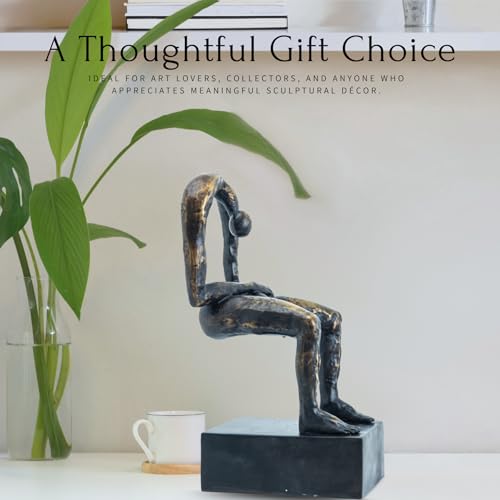 Melancholy Remembrance Sculpture – Bronze Black Lost-Wax Solid Bronze Statue, Handcrafted Hot-Cast Memorial Figurine, 6.1"x5.1"x12.6", Emotional Minimalist Art for Honoring Loved Ones - color: 12.6" Bronze Black