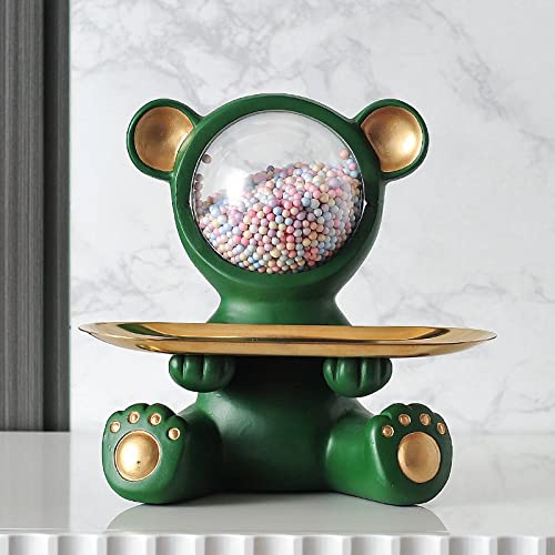 Furnishing Crafts Home Decoration Bear Small Objects Storage Tray Resin Luxury Decoration Home Creative Gifts Living Room Sculpture (Color : Green) - color: Green