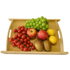 Bamboo Serving Tray Rectangle Platter Breakfast Dinner Food Bed Tray for Eating Kitchen Restaurants (1, 17.3" x 11.8" x 1.2" (with Handle)) - size: 17.3" x 11.8" x 1.2"