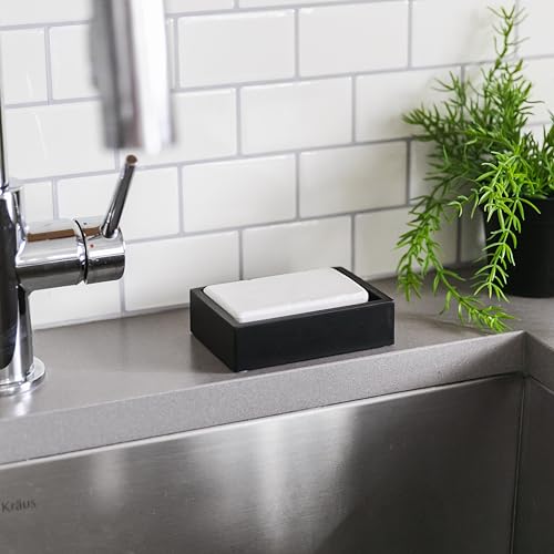 Yew Design Matte Black Square Soap Dish, Hand Soap Holder for Bathroom, Shower, Countertop, Bathtub, Wash Room, Kitchen with Non-Slip Protective Pads - color: Matte Black, size: Soap Dish Square