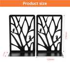 YXQ Book Ends for Shelves Decorative,Tree Metal Bookend Supports for Home Office School Heavy Books, Set of 3 Black Book Holders for Shelf Unique Decoration Book Stoppers