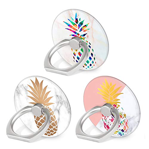 Bonoma Cell Phone Ring Holder, 3-Pack 360 Degree Rotating Universal Phone Ring Grip Finger Ring Stand Compatible with Smartphones and Tablets - Pineapple - color: Pineapple