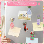 Ceenna 16 Pcs Mini Vase Magnets for Fridge Gift with Organza Bags Cards Tiny Refrigerator Decoration Office Kitchen Locker Whiteboard for Female Coworker Teacher Nurse Plant Lovers End of Year Gifts