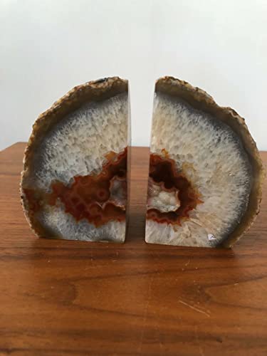 AMOYSTONE Natural Agate Bookends, Stone Book Ends for Kids’ Books, Small Crystal Book Stopper 2-3 LBS, Decorative Bookends for Shelves, for Children's - color: Natural, size: 2-3 Pounds