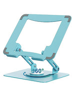 SOUNDANCE 360 Rotating Laptop Stand, Ergonomic Computer Riser for Desk, Adjustable Height Multi-Angle Metal Holder, Foldable Portable Notebook Elevating Base for Office & Home, Blue - color: Blue