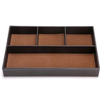 BTSKY 4 slots Desk Drawer Organizer, PU Leather Drawer Storage Organizer Divider for Office Desk Supplies Value Collection and Accessories Multi-Purpose Storage Desktop Organizer Tray(Brown)