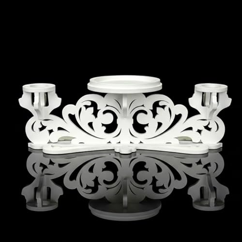 Wooden Unity Candle Holder – Solid One-Piece Triple Candle Stand – Handcrafted from Natural Wood – Painted in Safe Premium White Finish – Fits 2 Taper (0.80”) & 1 Pillar Candle (3”)