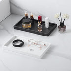 Bathroom Vanity Tray - 11'' Ceramic Rough-Textured Rectangle Countertop Tray, Heavy-Duty Perfume Organizer Plate, Jewelry Ring Tray, Kitchen Soap Dispenser Stone Trays, White - color: White