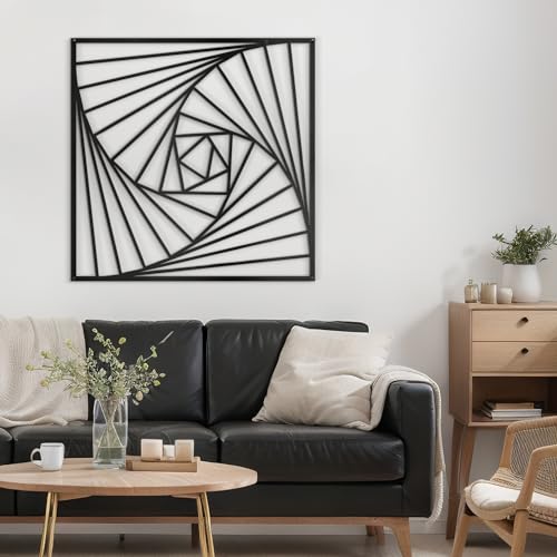 SIGNLEADER Metal Wall Decor Spiral Lines Minimalist Modern Luxury Wall Sculpture Hangings 3D Statue Home Decoration for Living Room, Bedroom, Bathroom, Kitchen, Fireplace, Office - 18" Black - color: Gry32-2405-m32, size: 18" Black