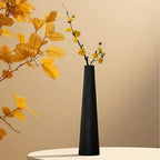 8.5" Black Frosted Ceramic Bud Vase - Conic Single Stem Flower Vase for Home Table Office Desk Decor Slender Minimalist Centerpiece
