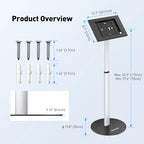 AboveTEK Anti Theft iPad Floor Stand, Robust Security Kiosk POS Tablet Stand, Height Adjustable Secure Holder Enclosure w/Lock and Key Mechanism for iPads/iPad Air/iPads Pro, Ideal for Retail Business - size: 9.7"/10.2"/10.5" iPad
