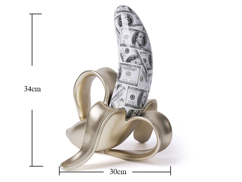 Banana Statue Abstract Sculpture Decor Modern Gift Table Centerpiece Figurine for Home Room Office Polyresin 13.4 Inch