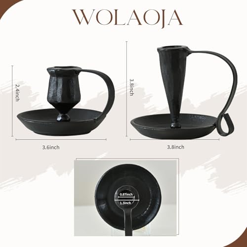 Set of 2 Vintage Candle Holders, Black Candle Sticks Holder Decor, Modern Decorative Tapered Candlestick Holders Centerpiece for Dining Table Centerpiece, Party Decor - color: Black
