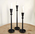 Iron Taper Candle Holder Set 3 - Decorative Candle Stand - Candlestick Holder for Wedding, Dinning, Party (Black)…