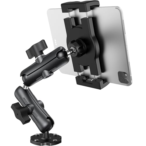 Aluminum Heavy Duty Tablet Mount Car Holder Dashboard for Truck/Vehicle/Desk/Wall, 360° Adjustable Dual Arm iPad Stand Holder Mount for 4.7"-12.9" iPad Pro/Air/Mini/Samsung Galaxy Tab - size: Dual arm