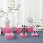 Metal Buffet Risers,6PCS Food Risers for Buffet Table 5in to 10in Display Stand for Catering Dessert Pink Cube Boxes Nesting Risers for Girl Princess party with Hollow Bottoms - color: Pink-6P