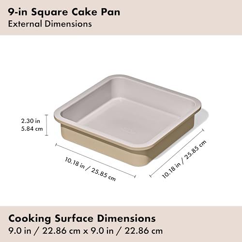 OXO Good Grips Non-Stick Pro Ceramic Coated Metal Bakeware 9” Square Cake Pan – Biscuit - color: Biscuit, size: 9" Square Cake Pan