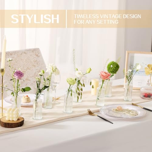 12PCS Mini Bud Vases As Vertical Wedding Centerpieces for Tables,Clear Bud Vases for Flowers,Small Flower Vases Suitable for Birthday Party,Anniversary,Wedding,Baby Shower (Clear-5.2in) - size: 12PCS
