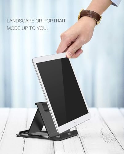 MoKo Phone/Tablet Stand, Foldable Tablet Holder Compatible with iPhone 17/17 Air/17 Pro/17 Pro Max, iPhone 16/Pro/Pro Max/Plus, iPhone 15/Pro/Pro Max/Plus, iPhone 14/Pro/Pro Max/Plus, Black - color: Black, size: Small Size