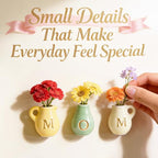 Mini Ceramic Vase Fridge Magnets – Tiny 3D Flower Vase Refrigerator Magnets with Fake Flowers, Cute Kitchen & Home Decor, Unique Birthday for Mom & Women