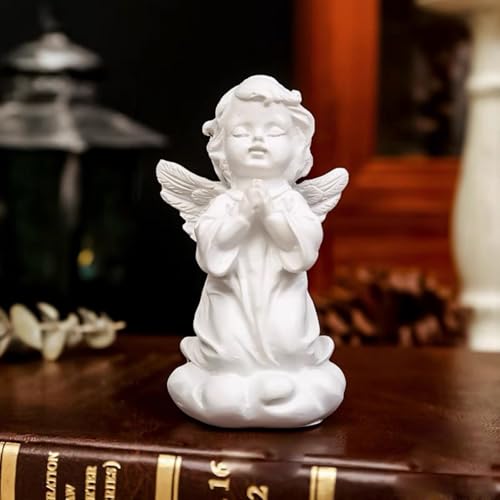 OwMell Little Angel Statue Figurine, Resin Cherub Statue Sleeping Angle Sculpture, Remembrance Healing Sympathy Gift for Memorial, Shelf Home Living Room Desktop Office Decoration - Praying - color: Praying Angel