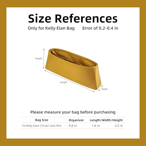 DGAZ Silk Purse Organizer Insert Fits Hermes Kelly Elan Bags，Silky Smooth Bag Organizer，Luxury Handbag & Tote Shaper(Jaune amber) - color: Jaune amber